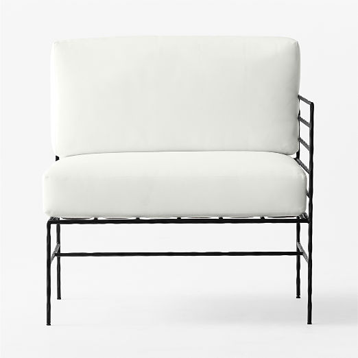 Marteau Black Metal Outdoor Right Chair with White Sunbrella® Cushions