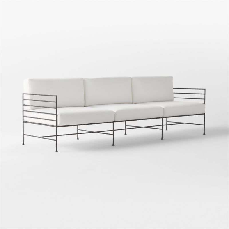 Marteau 100" Black Iron Outdoor Sofa With White Sunbrella® Cushions - image 7 of 11