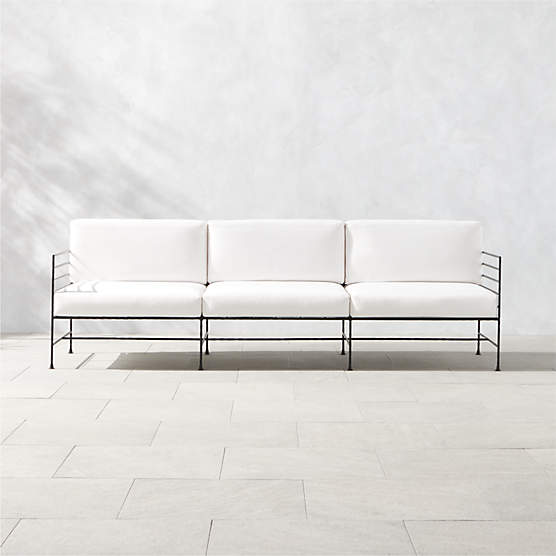 Breton Black Metal Outdoor Sofa + Reviews CB2