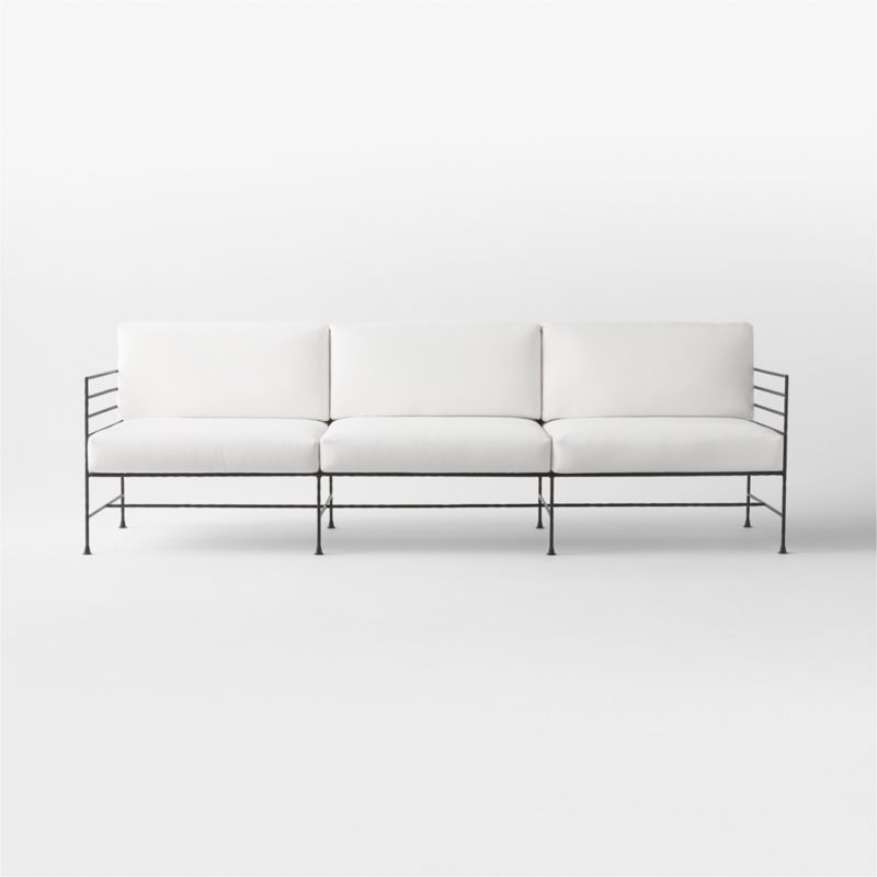 Marteau 100" Black Iron Outdoor Sofa With White Sunbrella® Cushions - image 6 of 11