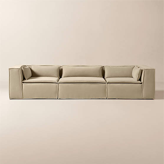 Martine 3-Piece Light Brown Performance Velvet Sectional Sofa