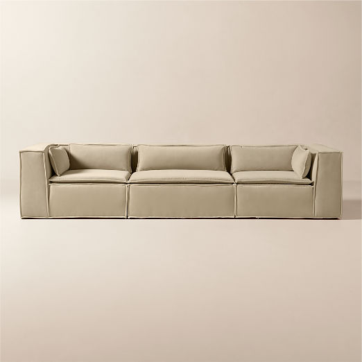 Martine 3-Piece Light Brown Performance Velvet Sectional Sofa