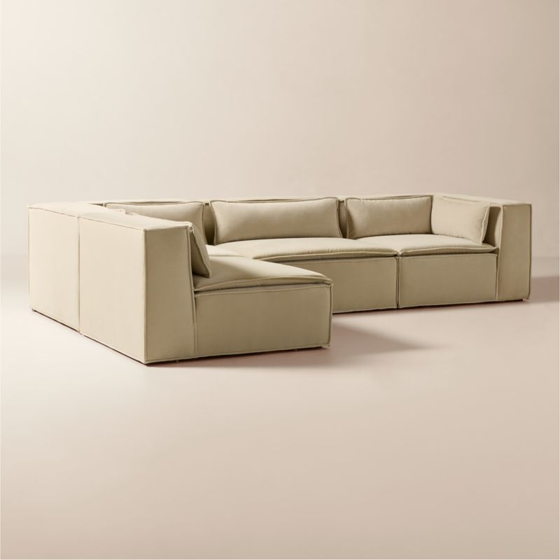 Martine 4-Piece L-Shaped Light Brown Performance Velvet Sectional - image 3 of 11