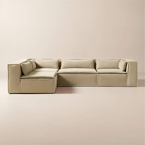 Martine 4-Piece L-Shaped Light Brown Performance Velvet Sectional