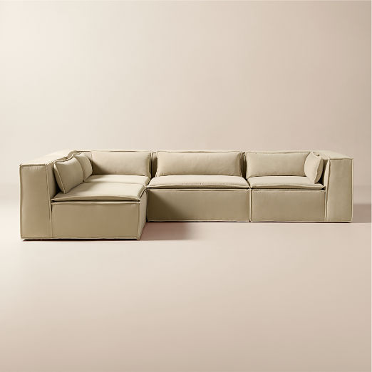 Martine 4-Piece L-Shaped Light Brown Performance Velvet Sectional