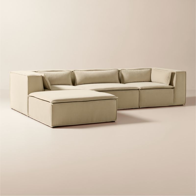 Martine 4-Piece Light Brown Performance Velvet Sectional With Ottoman - image 3 of 11