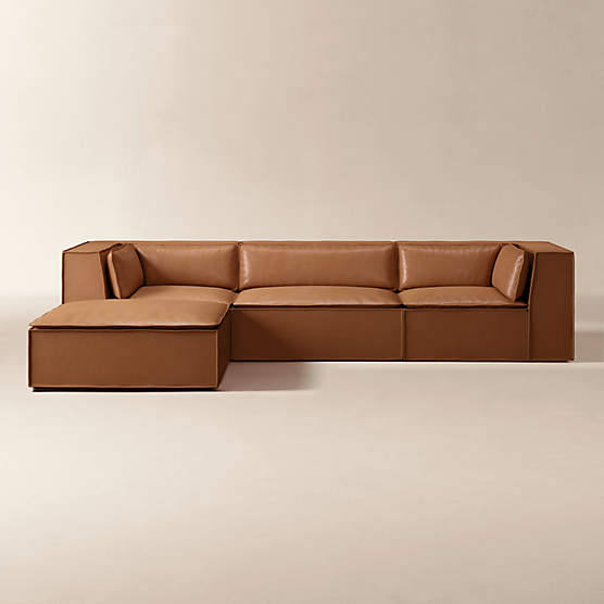 Martine 4-Piece L-Shaped Leather Sectional Sofa With Ottoman