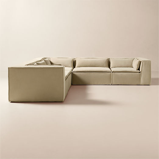 Martine 5-Piece Light Brown Performance Velvet Sectional