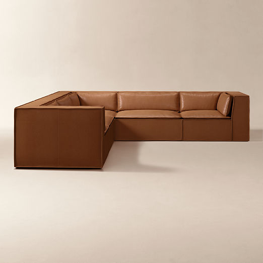 Martine 5-Piece L-Shaped Leather Sectional Sofa