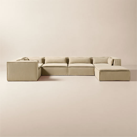 Martine 6-Piece Light Brown Performance Velvet Sectional