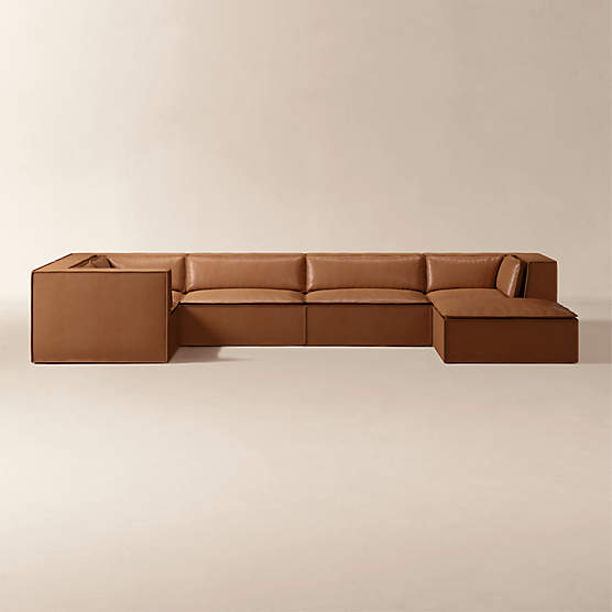 Martine 6 Piece U-Shaped Leather Sectional Sofa