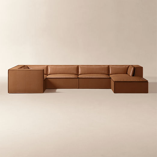 Martine 6 Piece U-Shaped Leather Sectional Sofa
