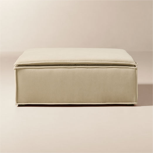 Martine Light Brown Performance Velvet Modular Ottoman