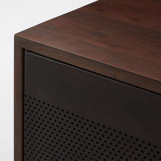 Martinez 85" Acacia and Bronze Metal Credenza