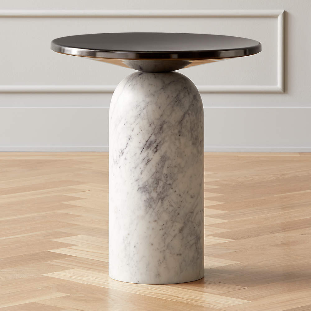 Martini Side Table With White Marble Base + Reviews | Cb2