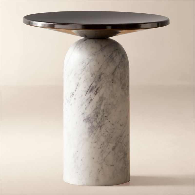 View Martini Side Table with White Marble Base details