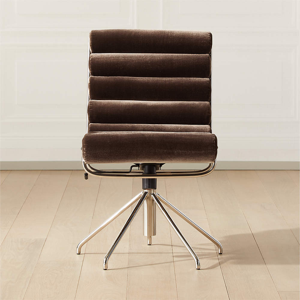 Martos Chocolate Faux Mohair Modern Office Chair + Reviews | CB2