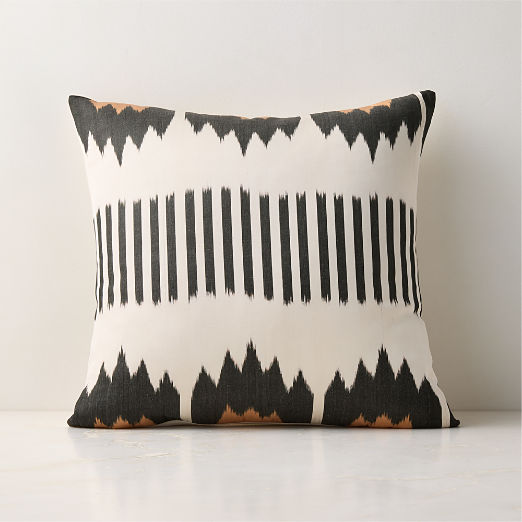 Mayra Warm White and Black Turkish Silk Satin Throw Pillow 20"x20"