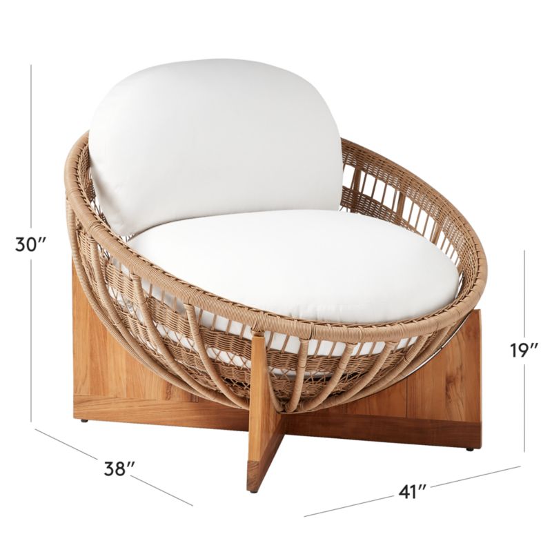 View Masha Rattan and Teak Outdoor Lounge Chair with White Sunbrella® Cushions - image 3 of 10