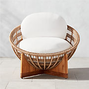 Maylin All-Weather Rattan Outdoor Sun Lounger with Warm White Sunbrella® Cushions