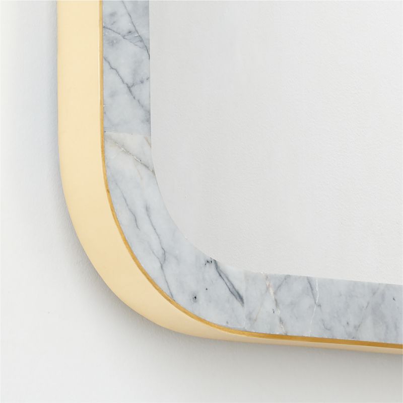 Masine Unlacquered Brass and Marble Rectangular Wall Mirror 24"X36" - image 4 of 6