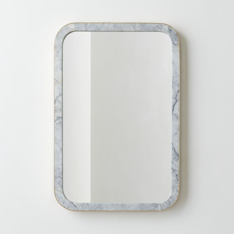 Masine Unlacquered Brass and Marble Rectangular Wall Mirror 24"X36" - image 0 of 6