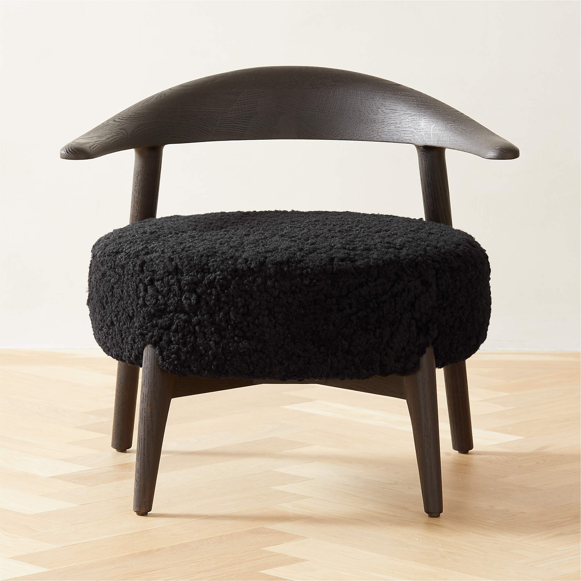 Matador Modern Black Shearling Accent Chair + Reviews CB2