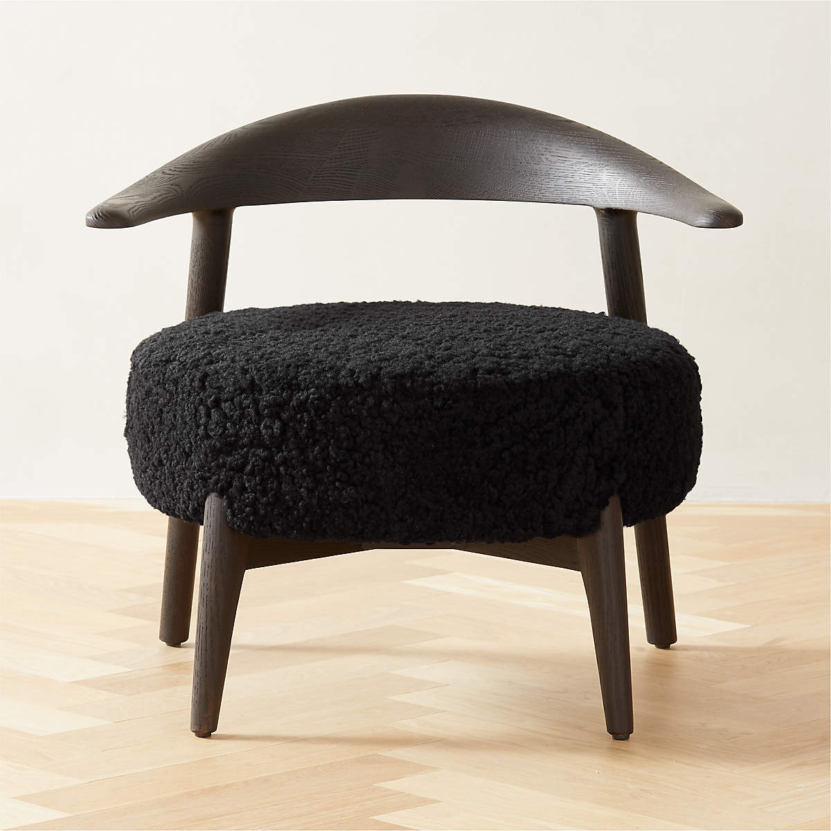 Matador Modern Black Shearling Accent Chair + Reviews CB2