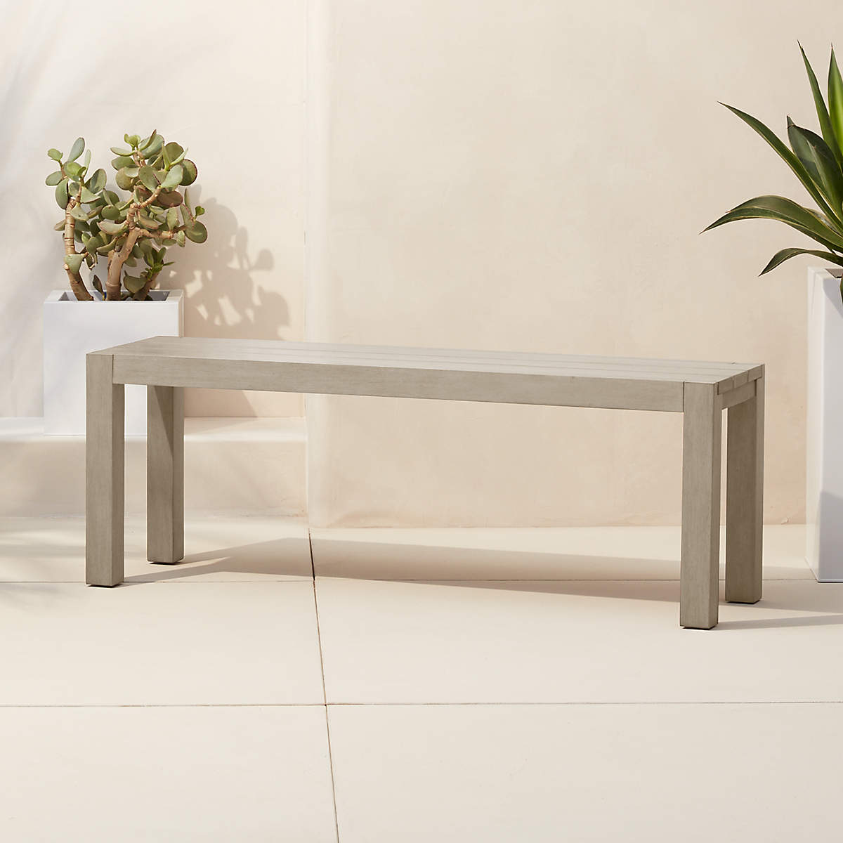 Matera Grey Outdoor Patio Dining Bench + Reviews CB2