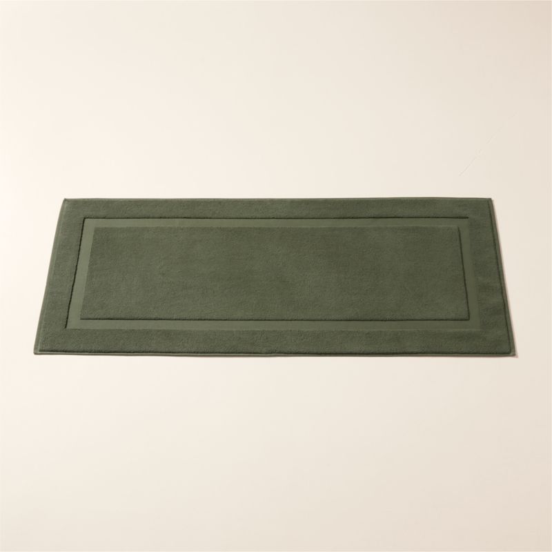 View Matin Organic Cotton Smoked Green Bath Runner Rug 24"x60" details