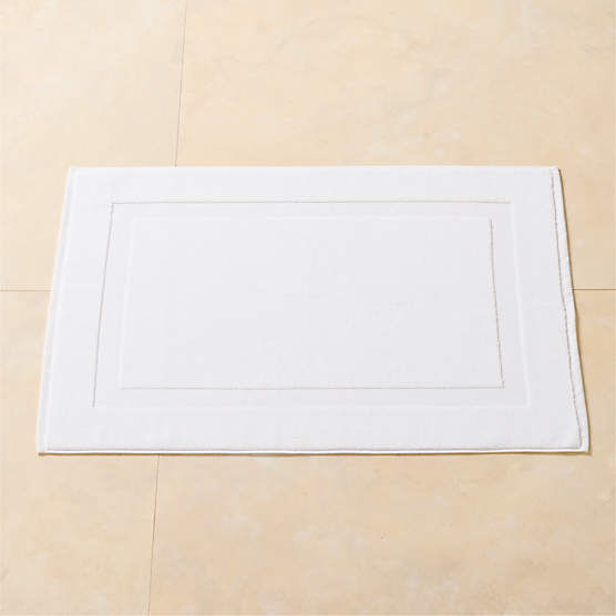 Neela Organic Cotton White with Black Trim Bath Mat 24"x36" + Reviews | CB2
