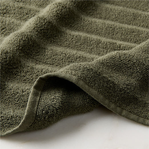 Matin Wavy Organic Cotton Smoked Green Bath Towels