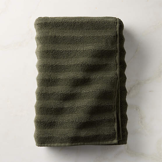 Matin Wavy Organic Cotton Smoked Green Bath Towel