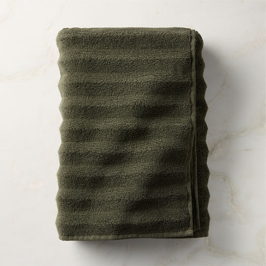 Matin Wavy Organic Cotton Smoked Green Bath Towel
