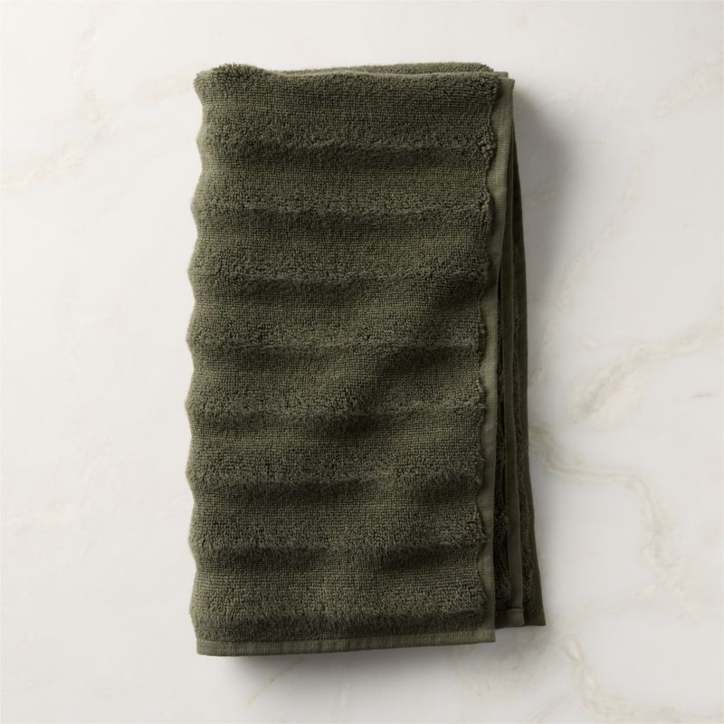View Matin Wavy Organic Cotton Smoked Green Hand Towel details
