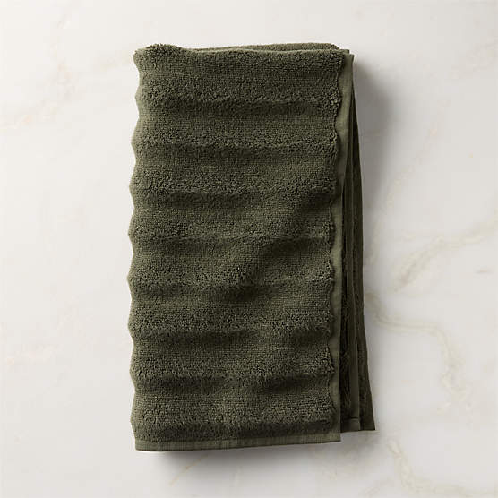Matin Wavy Organic Cotton Smoked Green Hand Towel