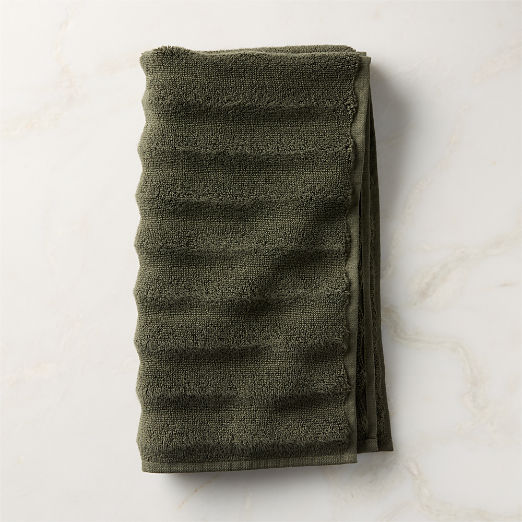 Matin Wavy Organic Cotton Smoked Green Hand Towel