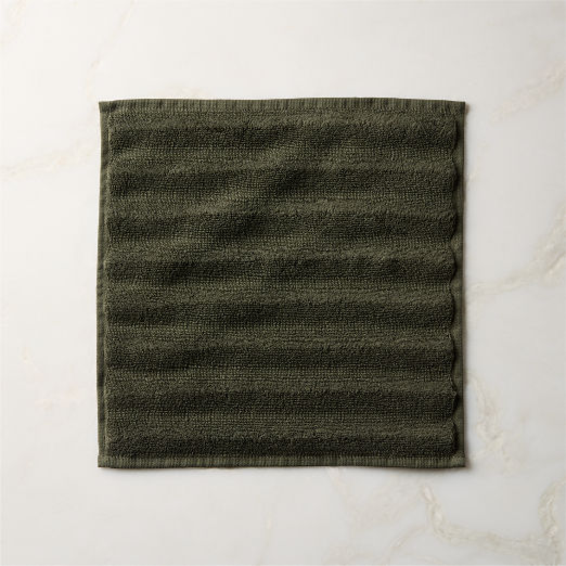 Matin Wavy Organic Cotton Smoked Green Washcloth