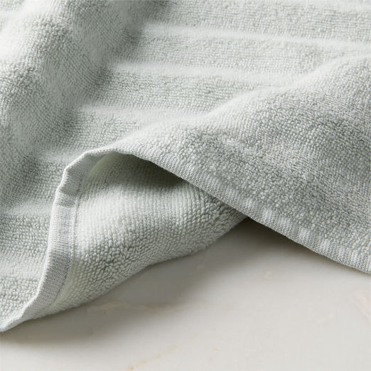 Matin Wavy Organic Cotton Mist Green Bath Towels