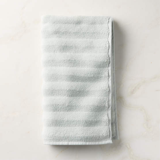 Matin Wavy Organic Cotton Mist Green Hand Towel