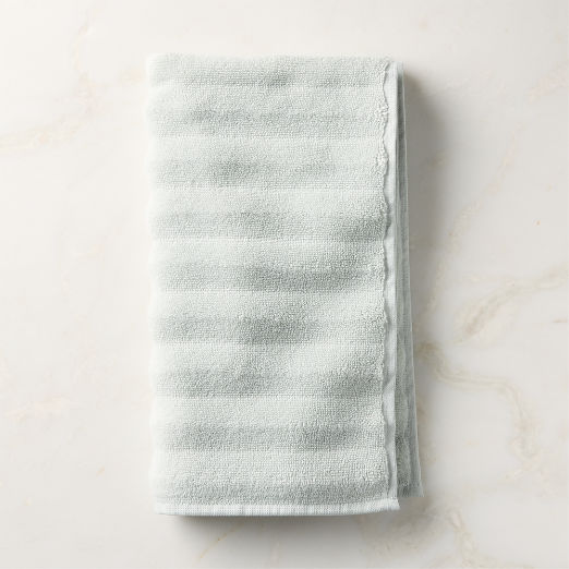 Matin Wavy Organic Cotton Mist Green Hand Towel