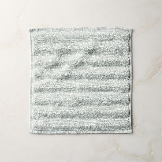 Matin Wavy Organic Cotton Mist Green Washcloth
