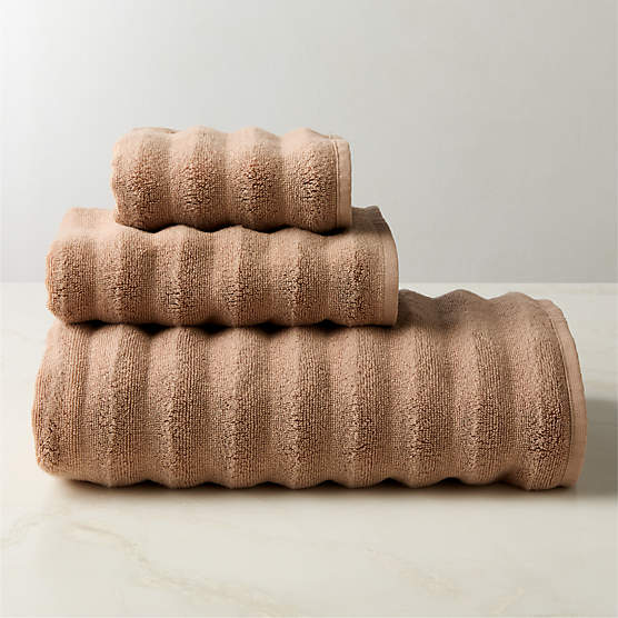 Matin Wavy Organic Cotton Brown Bath Towel Set