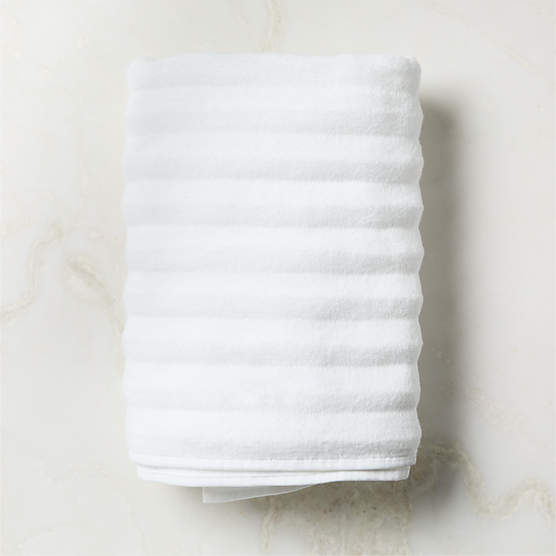 Matin Wavy Organic Cotton White Bath Towel