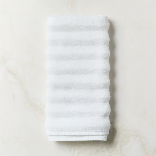 Matin Wavy Organic Cotton White Hand Towel