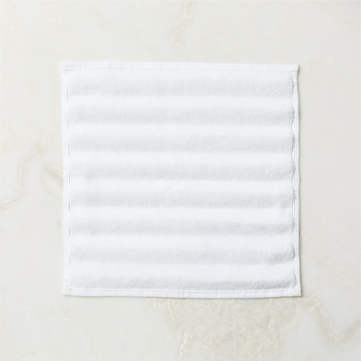 Matin Wavy Organic Cotton White Washcloth