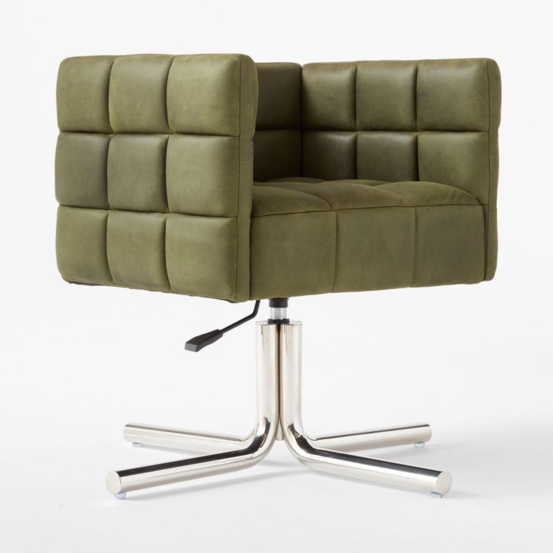 Matrice Green Leather Office Chair - image 4 of 11