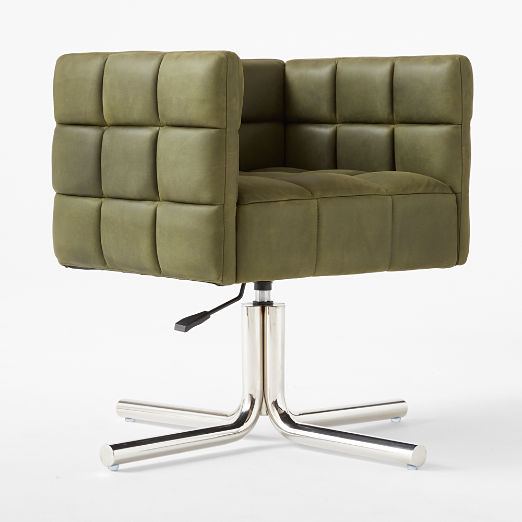 Matrice Green Leather Office Chair