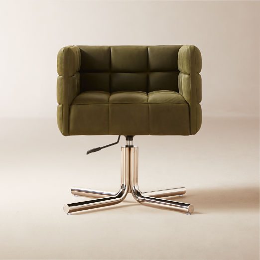 Matrice Green Leather Office Chair