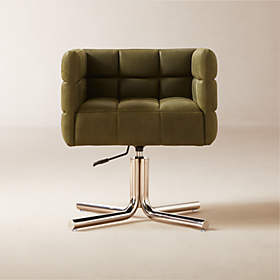 Constance Office Chair, Green Velvet & Chrome